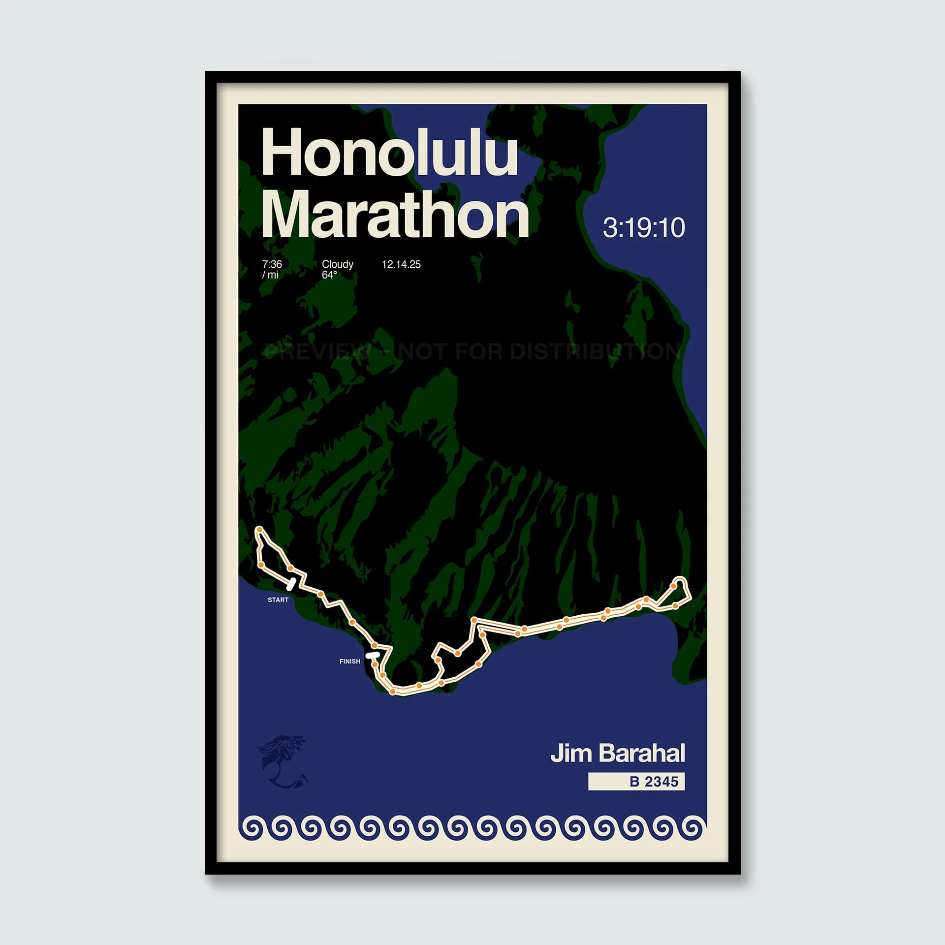 Honolulu Marathon Personalized Poster