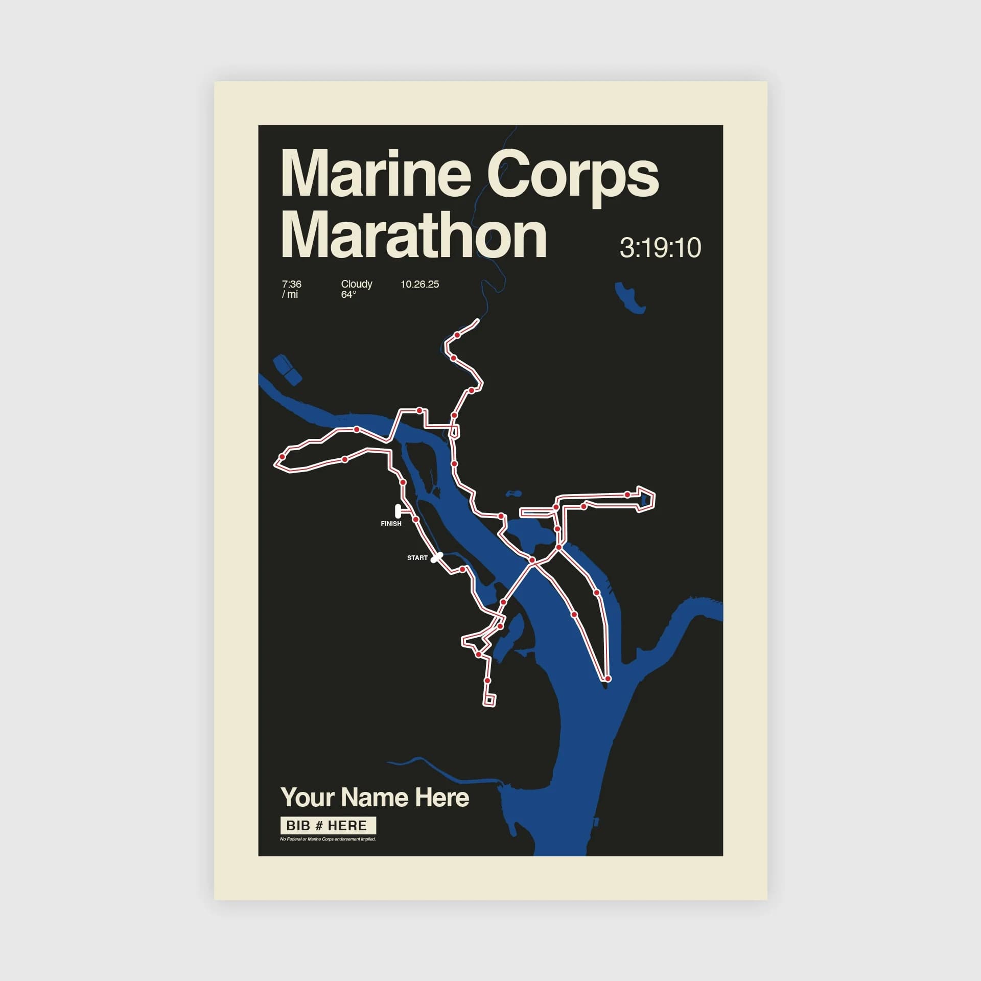 Marine Corps Marathon Personalized Poster